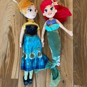 Disney Stuffed Ariel, The Little Mermaid, and Anna, Frozen Plush